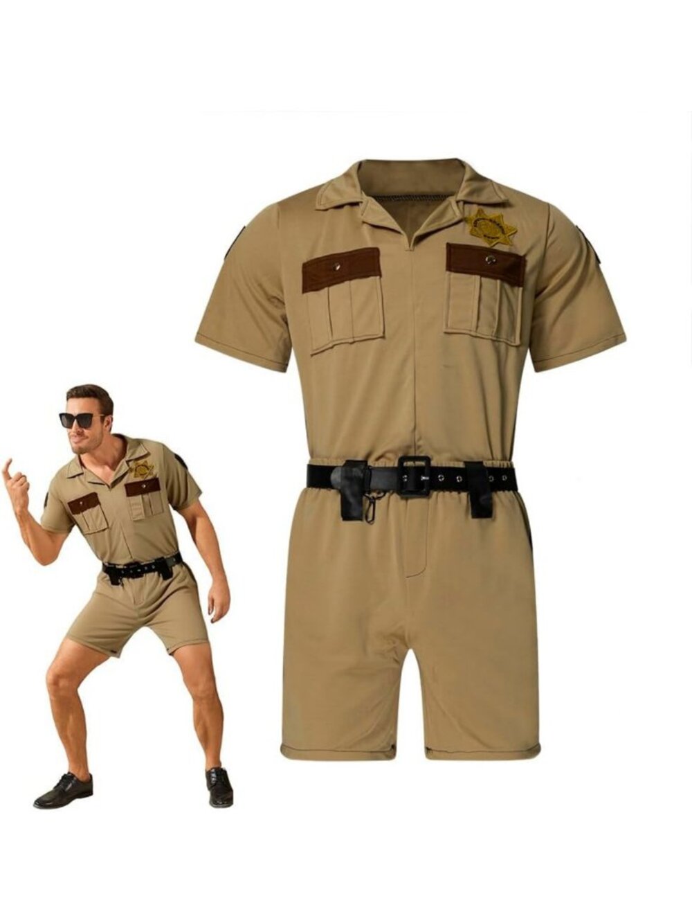 Men's Reno Lt. Dangle Costume - Police Sheriff Trooper Uniform Suit, Size M-L